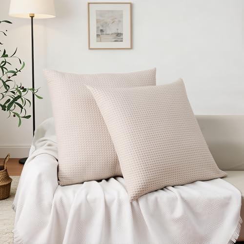 100% Cotton Waffle Weave Throw Pillow Covers Set of 2 - Image 5