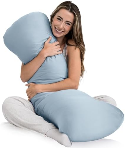 SleepCloud Weighted Body Pillow 8lbs, Cooling Tencel Cover, 48” x 14” XL by SleepCloudBodyPillows