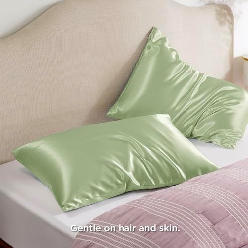 Bedsure Satin Pillowcase with Zipper, Similar to Silk Pillow Cases 2 Pack - Image 2