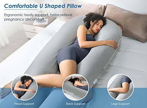 QUEEN ROSE 65 Inch Cooling U Shaped Pregnancy Pillow, Maternity Body Pillow - Image 4