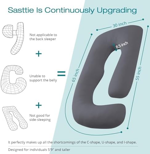 Cooling Pregnancy Pillows for Sleeping, Dark Grey - Image 4