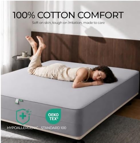 FAUNNA 100% Cotton Mattress Encasement Bed Bug Dust Mite Cover, Full 16 - Image 6