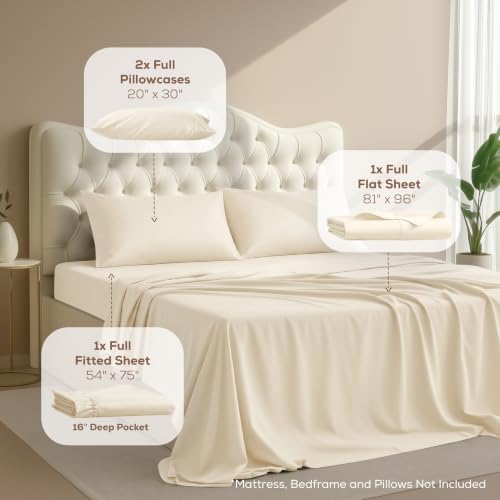 Full Sheets Set, 4 Pieces 16" Deep Pocket Hotel Luxury Bed Sheets - Image 2