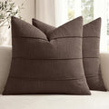 MIULEE Euro Sham Decorative Linen Throw Pillow Covers 26x26 Brown Striped by MIULEE