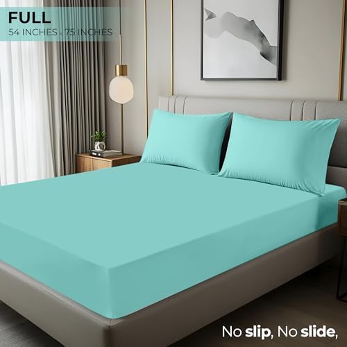 Full Fitted Sheet, Ultra Soft Fits Up to 15 Inch Deep Pocket, Spa Blue - Image 2