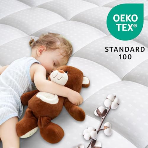 Cotton Twin XL Mattress Pad Fitted Quilted Mattress Cover - Image 2