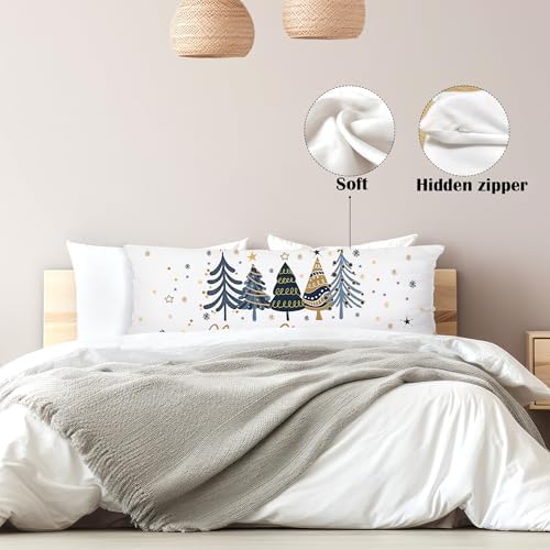 Navy Blue Christmas Tree 20x54 Body Pillow Cover, Christmas Home Room Decor - Image 5