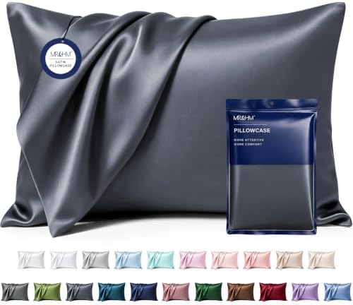 MR&HM Satin Pillowcase 2 Pack, King Size 20"x36", Space Grey by MRHM