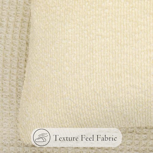 JoraLion 14x36 inch Boucle Lumbar Pillow Cover, Ivory Woven Texture Neutral - Image 4