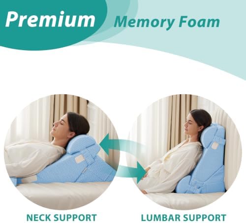 Bedluxe Adjustable 4pcs Bed Wedge Pillow Set, Memory Foam Wedges Pillow Post - Image 2