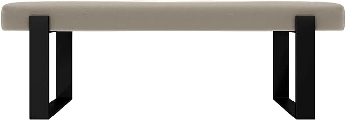 VANT Upholstered Bed Bench - Vintage Leather Dusty Taupe - Matte Black - Contemporary Modern, Bedroom Bench Seat, Hallway, or Entryway