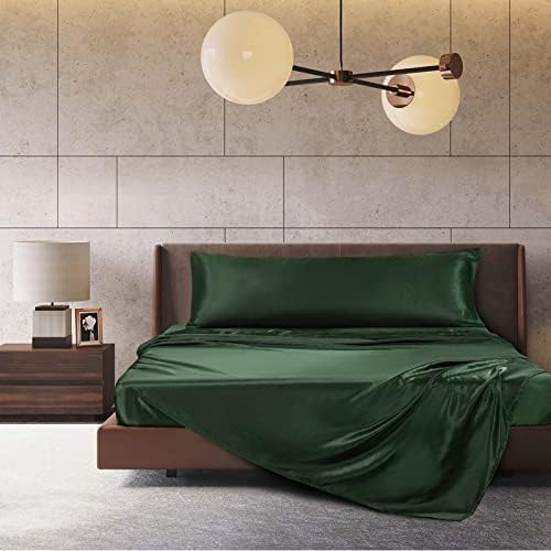 TREELY 2 Pack Satin Pillow Covers 20x54 Inches, Forest Green - Image 2