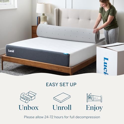 Lucid® 2" Bamboo Charcoal Memory Foam Topper – CertiPUR-US® – Queen - Image 5