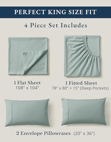 LANE LINEN King Size Bed Sheet Set 100% Organic Cotton Soft - Image 4