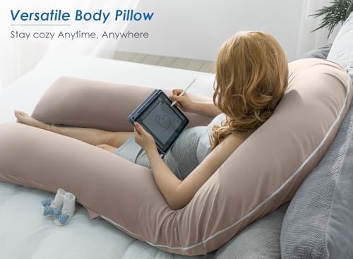 QUEEN ROSE 65 Inch Cooling U Shaped Pregnancy Pillow, Maternity Body Pillow - Image 4