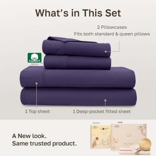 California Design Den Soft 100% Cotton Sateen Bed Sheets Queen Size Set - Image 3