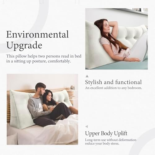 Bed Wedge Headboard Pillow King Bedrest Reading Pillow - Image 5