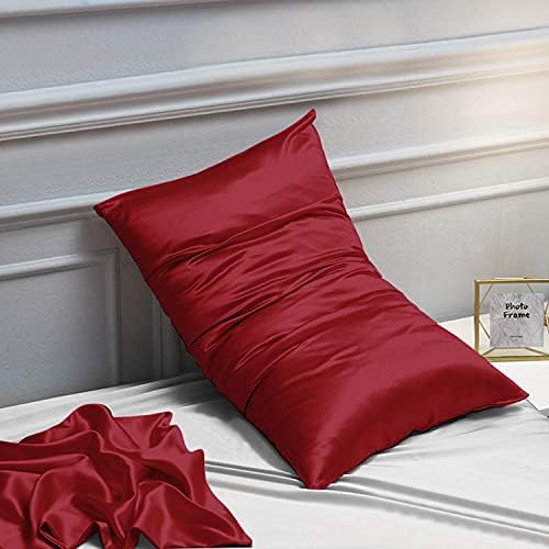 NTBAY King Satin Pillowcases, Wine Red - Image 5