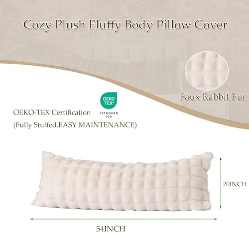 20"x54"Luxury Shaggy Faux Fur Body Pillow Cover, Bubble Fluffy Plush Bed Body - Image 2