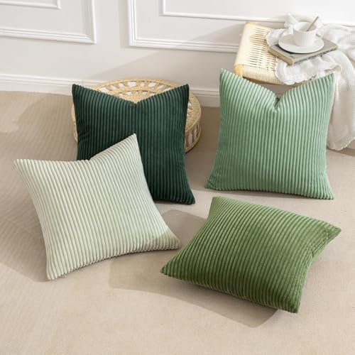 MIULEE Soft Corduroy Decorative Throw Pillow Covers Forest Green 22x22 - Image 2