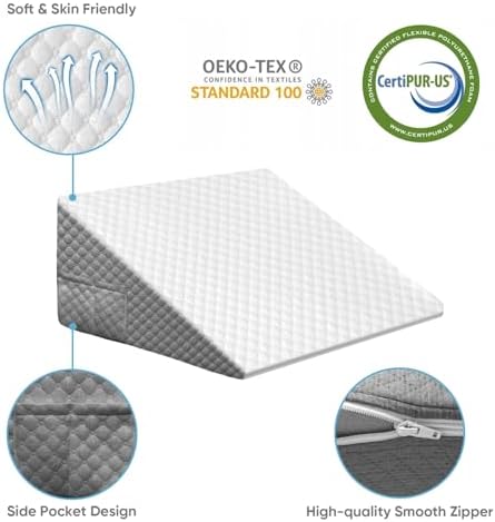 OAISZ Wedge Pillow for Sleep Apnea, 7.5-Inch Memory Foam Top - Image 5