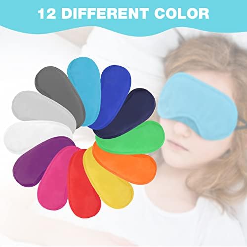 12 Pack Blindfold Sleep Masks for Kids Women Men, 12 Colors - Image 4