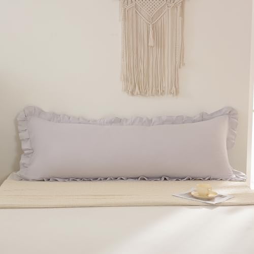 Beige Gray Body Pillow Cover 20x54inches Long Pillowcase Ruffled Pillowcases - Image 2
