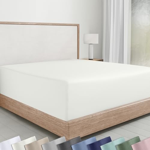 Soft Natural 100% Cotton Sateen Full Bed Fitted Sheet by CaliforniaDesignDen