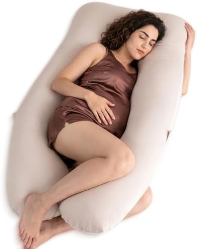 QUEEN ROSE U Shaped Pregnancy Pillow, Breathable Cotton Full Body Support by QUEENROSE
