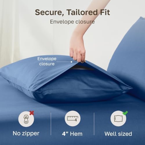 100% Organic Cotton Pillowcase King, Riviera Blue - Image 4