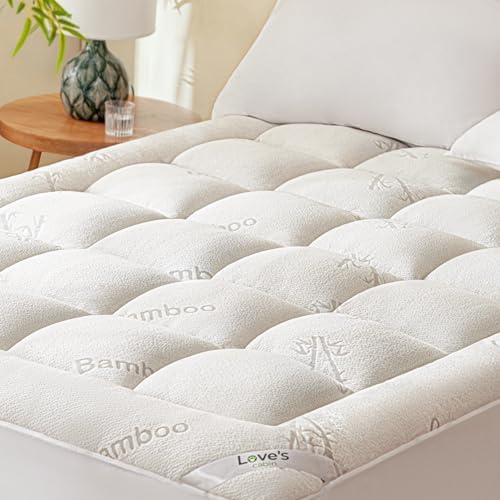 Love's cabin Queen Mattress Topper Viscose Derived from Bamboo, Thick Pillow by Lovescabin