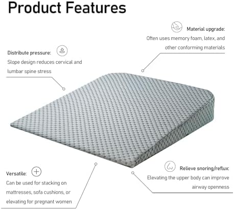 Ultra-Length Wedge Pillow– Eases Sleep Apnea, Heartburn & Back Pain 5" High - Image 4