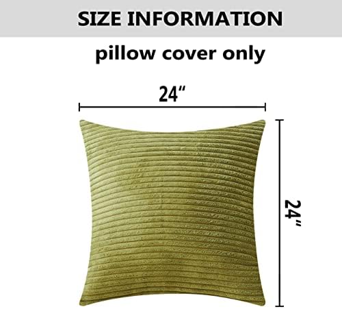 Home Brilliant Euro Sham 24x24 Summer Pillow Covers Set of 2 Striped Corduroy - Image 5