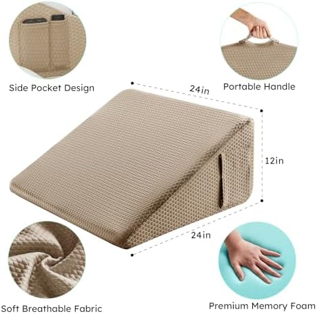 Bedluxe Wedge Pillow, 12 inch Bed Wedge Pillow - Image 5