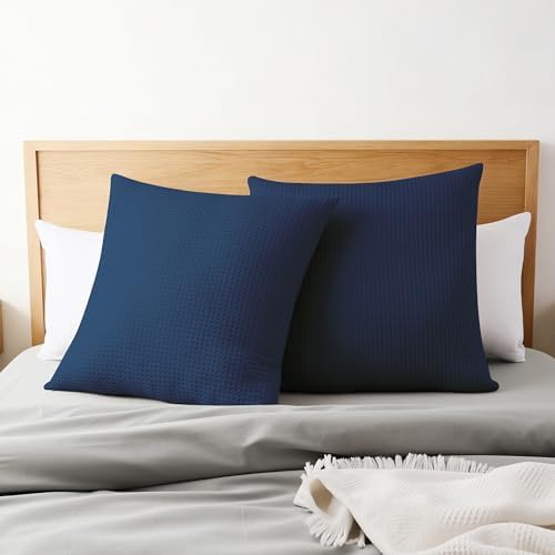 100% Cotton Waffle Weave Throw Pillow Covers Set of 2, Hidden Zipper Closure - Image 7
