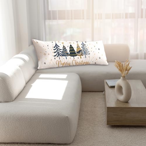 Navy Blue Christmas Tree 20x54 Body Pillow Cover, Christmas Home Room Decor - Image 6