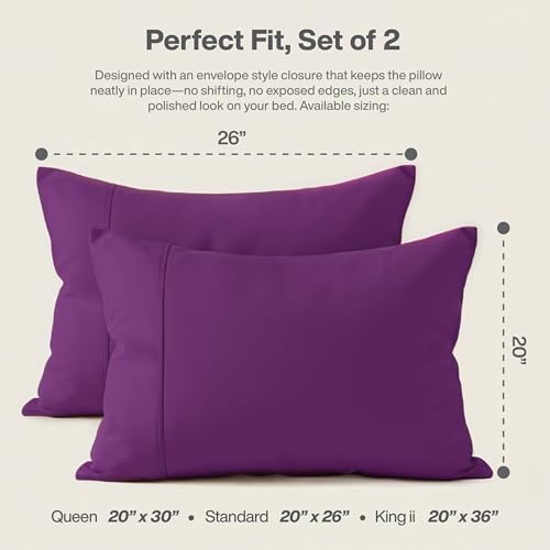 QUEENSBAY Standard Pillow Cases Set of 2, Microfiber Cooling Pillowcases - Image 2