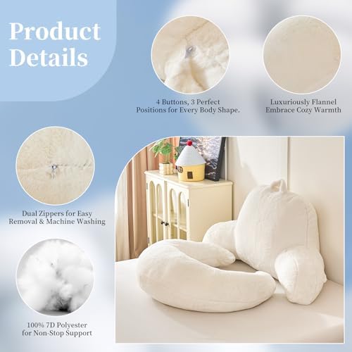 19" Reading Pillow for Bed, U Shaped Arm & Elbow Support - Image 6