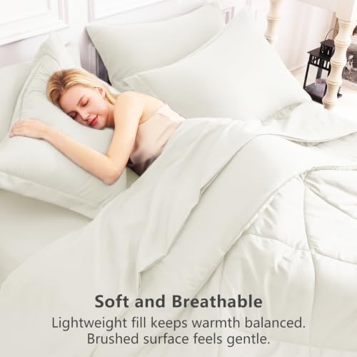 CozyLux Full Comforter Set 82"x86" Ivory - Image 4