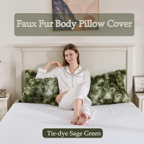 20"x54"Luxury Shaggy Faux Fur Body Pillow Cover, Bubble Fluffy Plush Bed Body - Image 3