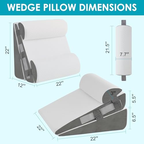 4Pcs Wedge Pillow Set for After Surgery, Acid Reflux Relief, Adjustable Bed - Image 2
