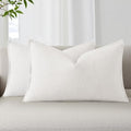 decorUhome Fall Cream White Linen Throw Pillow Covers 12x20 Set of 2 by decorUhome
