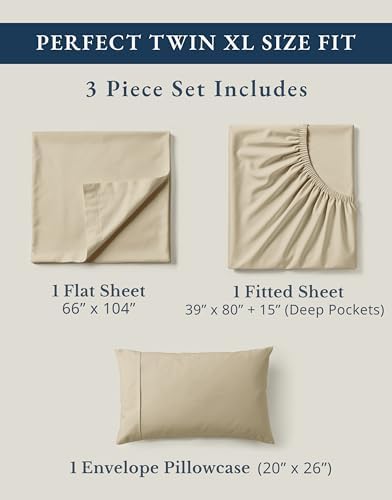 LANE LINEN Twin XL Sheet Set 100% Organic Cotton 3pc Percale Soft - Image 4