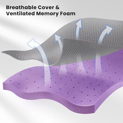 SINWEEK 2 Inch Gel Memory Foam Mattress Topper Twin Size, Ventilated High - Image 4