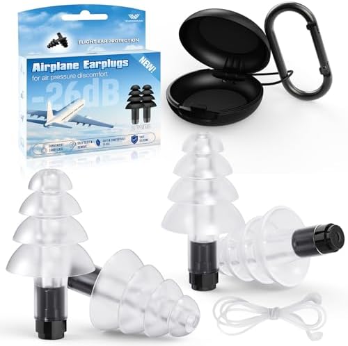 Ear Plugs for Airplane Pressure Relief, 2 Pairs Adults Soft Silicone Reusable by VIGOROAD