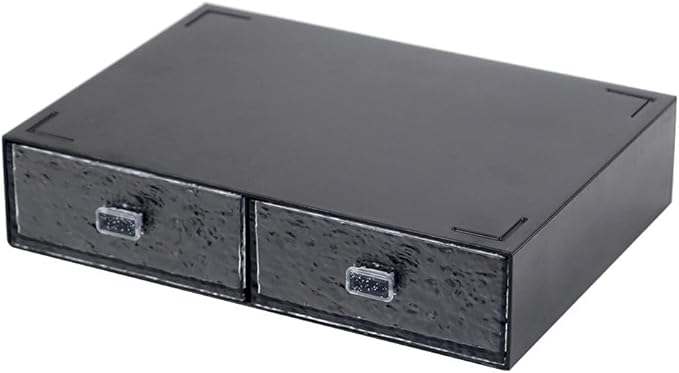 Desktop drawers, stackable plastic drawers, stationery and office supplies (Black, 2 Compartment)