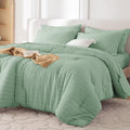 MUXHOMO 7 Pieces Oversized King Comforter Set, Seersucker Bed in a Bag by MUXHOMO