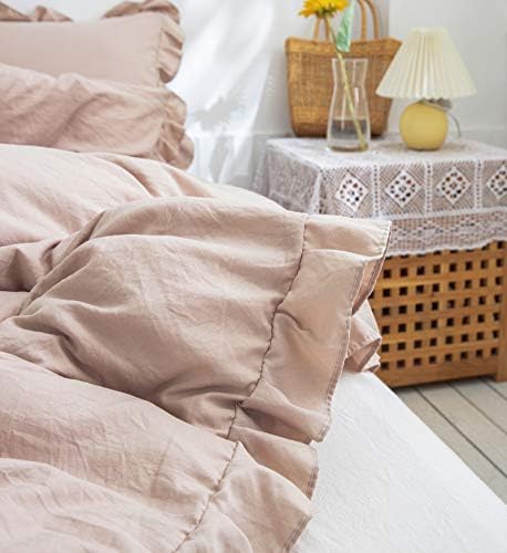 King Pillowcases Taupe Pillow Shams Cute Pillow Cover Tan Ruffle Set of 2 - Image 2