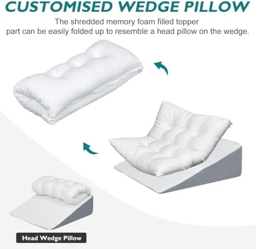 Bed Wedge Pillow for Sleep Apnea 10 Inch Gerd Pillow Patent Dual Layer Triangle - Image 5