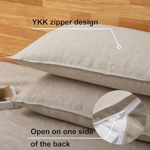 CHUFFED 100% French Linen Pillowcases Standard Size Set of 2 Linen Pillow Cases - Image 2